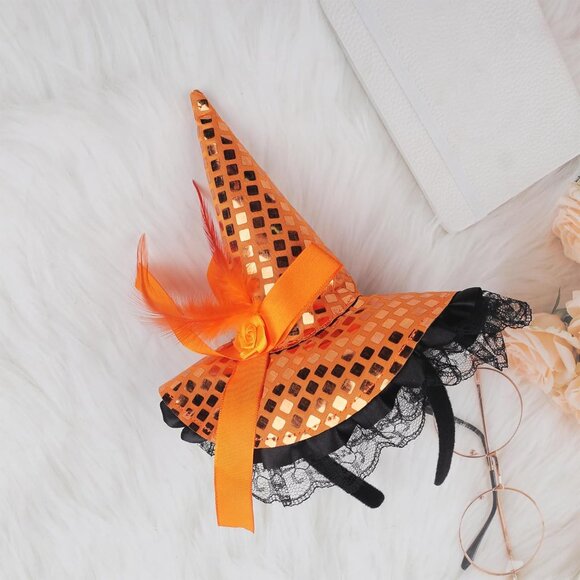 Hallowmas Headband Elegant Witch Hat Flower Design Hair Accessories for Women Or - Picture 6 of 6